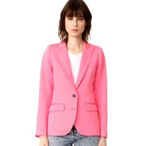 Smythe Classic Boy Blazer 4 Fitted $695 Jacket 2 Button Peak Lapels Bright Pink